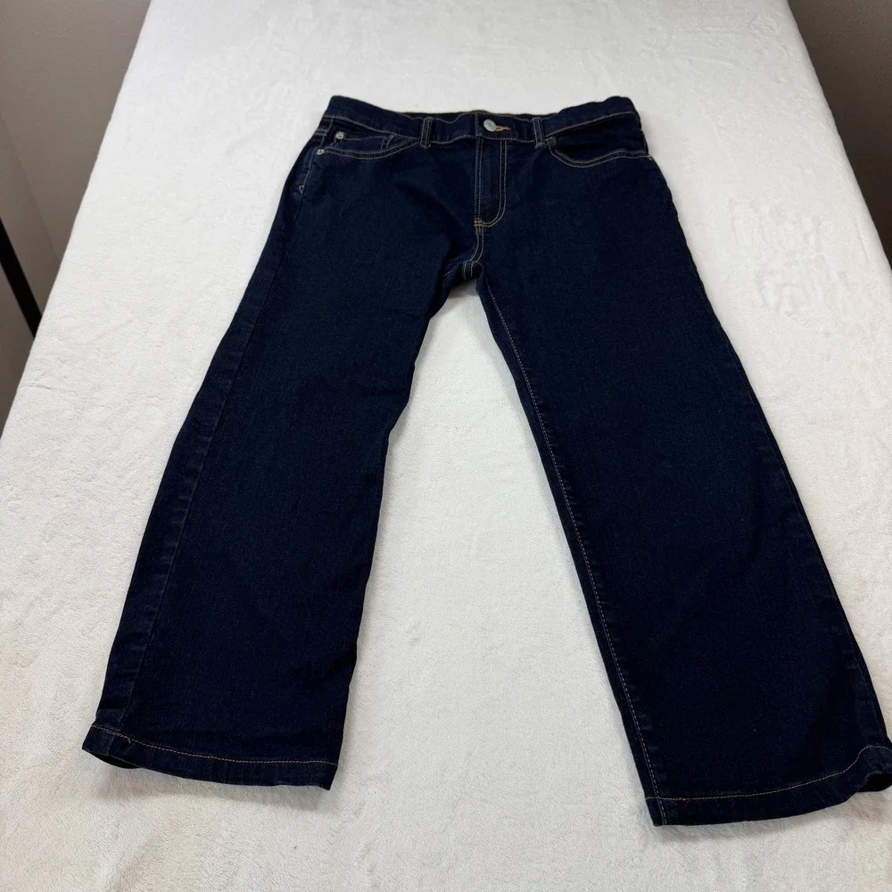 Gap‎ Straight Jeans Boys 16 Husky Blue Good Stretch Dark Wash 486881